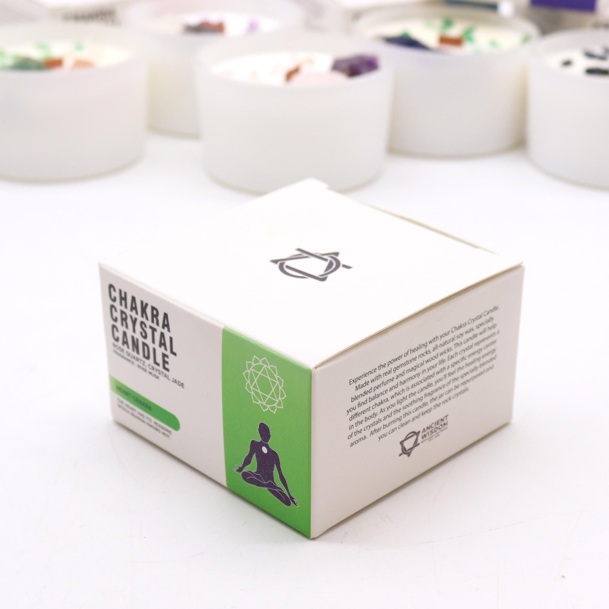 coffret bougie chakra coeur avec packaging spirituel