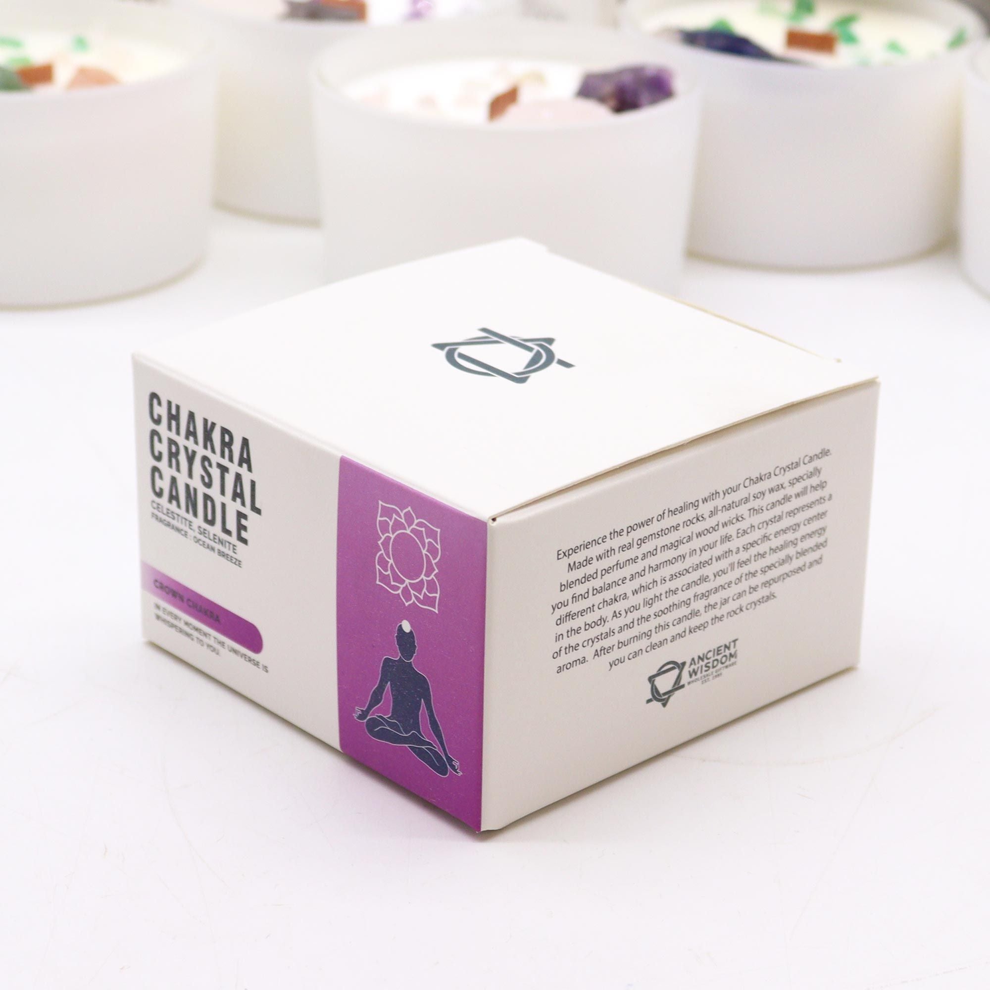 coffret bougie chakra couronne avec packaging