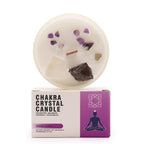 bougie energetique chakra couronne avec pierres naturelles