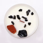 bougie chakra racine avec jaspe rouge pour ancrage et stabilite