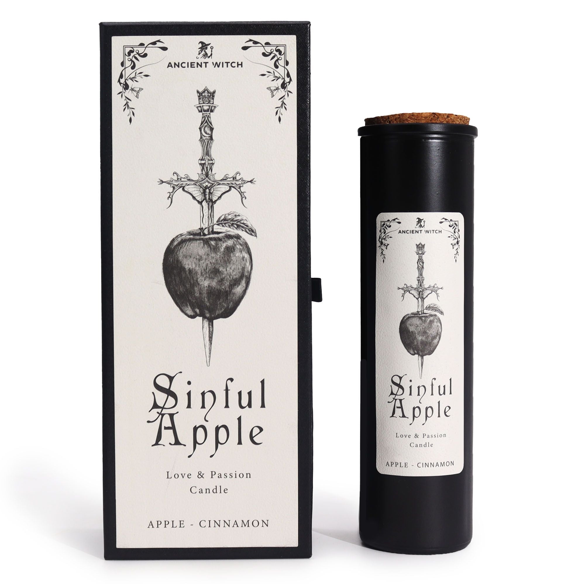 Bougie rituelle amour et attraction Sinful Apple parfum pomme cannelle avec coffret élégant Ancient Witch