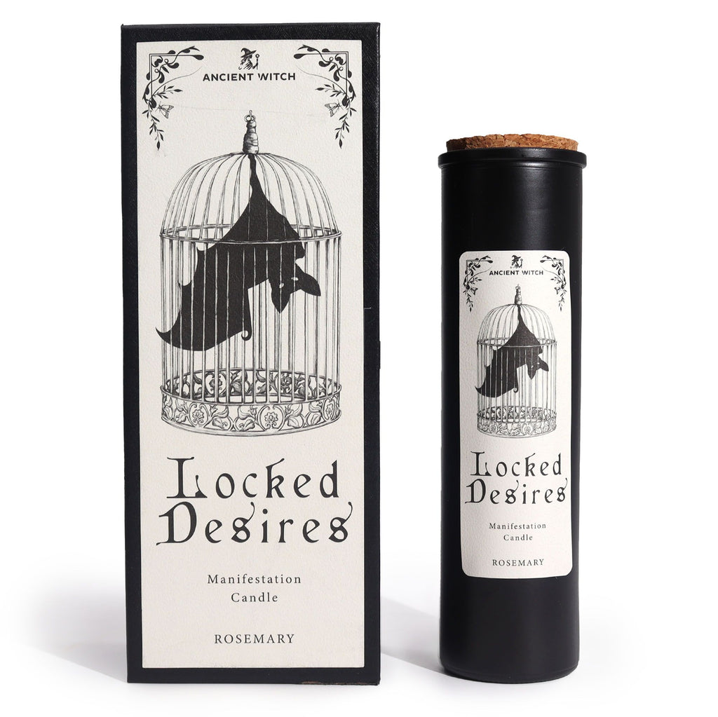 Bougie rituelle manifestation Locked Desires parfum romarin avec coffret élégant Ancient Witch