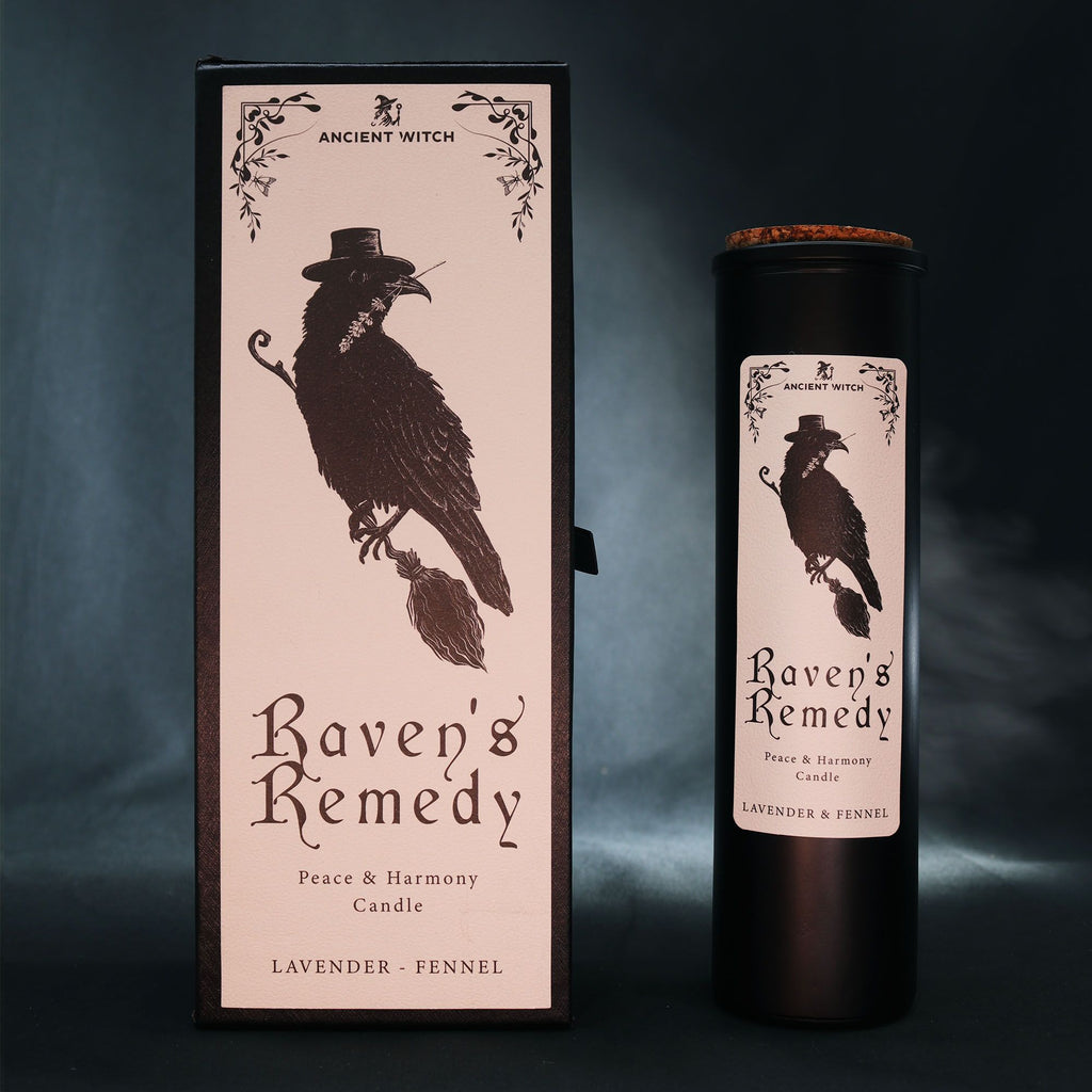 Bougie rituelle Raven's Remedy ambiance fumée spirituelle pour rituel de guérison et apaisement