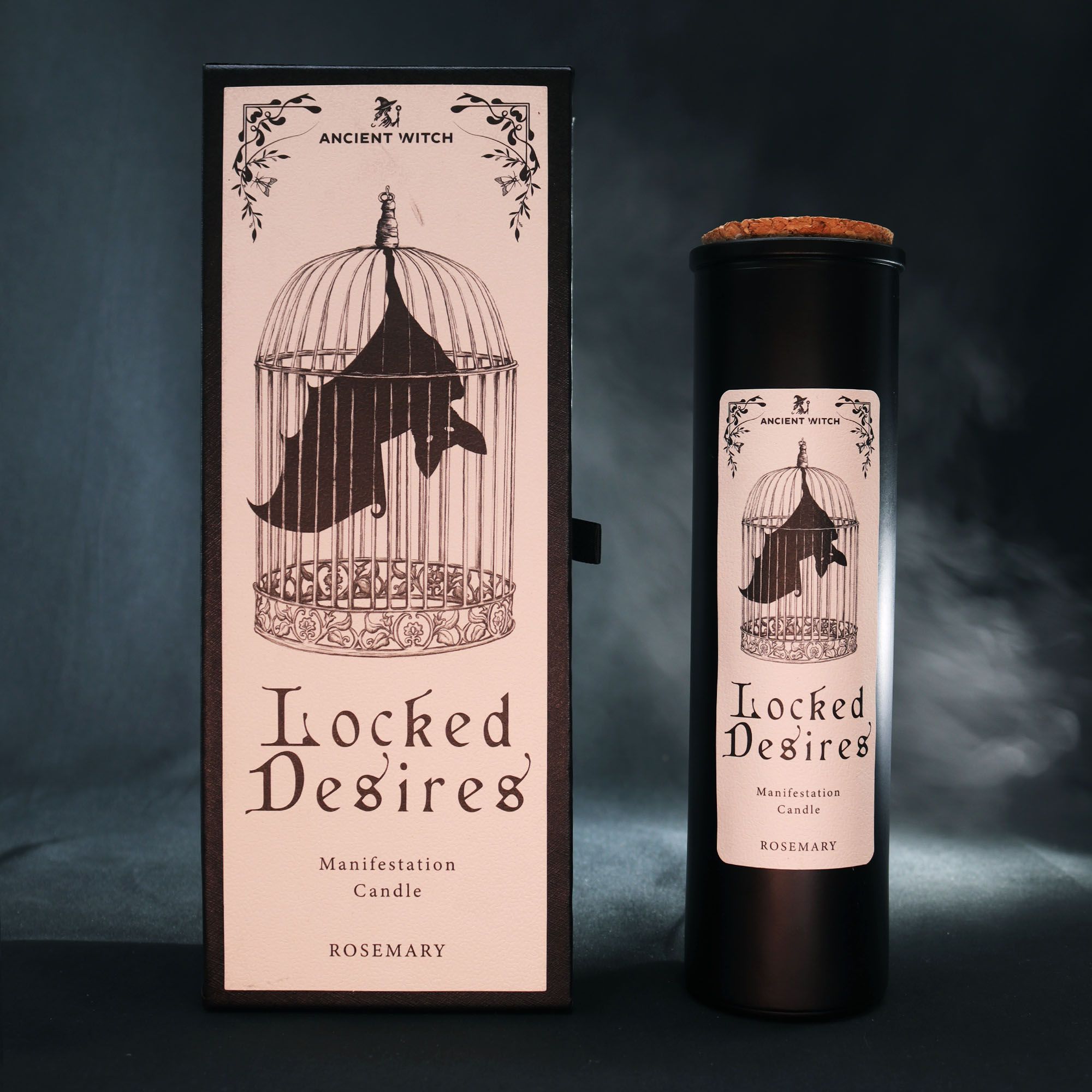 Bougie rituelle Locked Desires ambiance fumée spirituelle pour rituel de manifestation