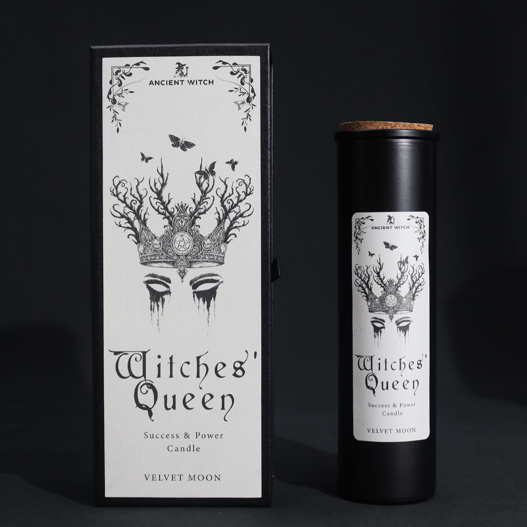 Bougie rituelle manifestation Witches Queen ambiance mystique avec coffret noir