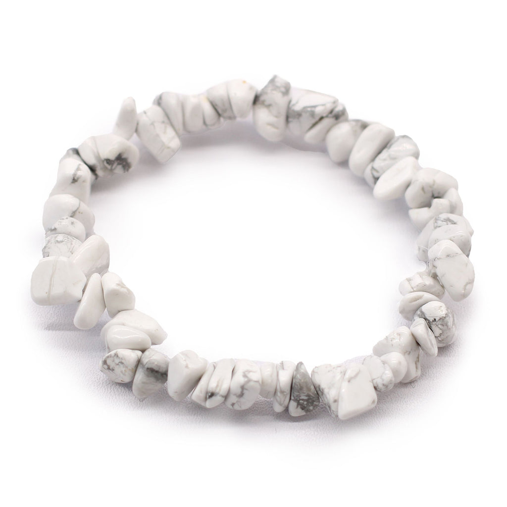 Bracelet en pierres naturelles de jaspe blanc, bijou bien-être élastique
