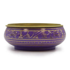 Brûleur d’encens au charbon en laiton couleur violet et or, design chakra couronne, vue de face, accessoire rituel spirituel My Essencya
