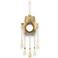 Grand carillon Hamsa en métal avec miroir et clochettes, symbole de protection et d’équilibre énergétique