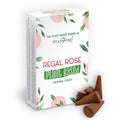 Boite de cones d encens classique naturels senteur rose avec cones marron poses devant packaging blanc vegetal