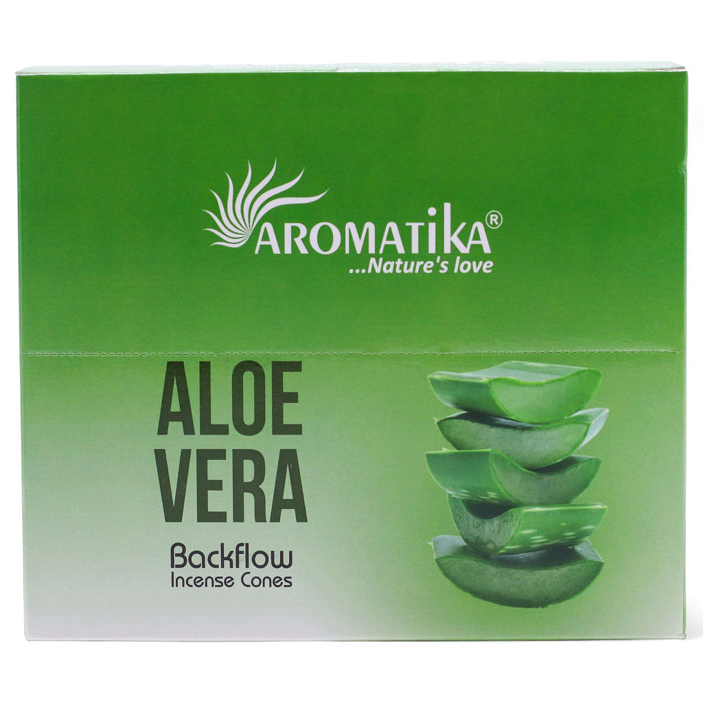 boîte d’encens backflow masala aromatika parfum aloe vera contenant 10 cônes pour brûleur encens cascade