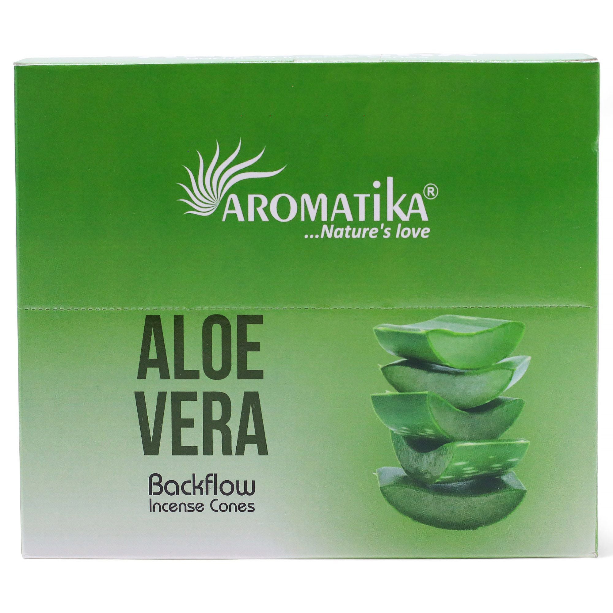 boîte d’encens backflow masala aromatika parfum aloe vera contenant 10 cônes pour brûleur encens cascade