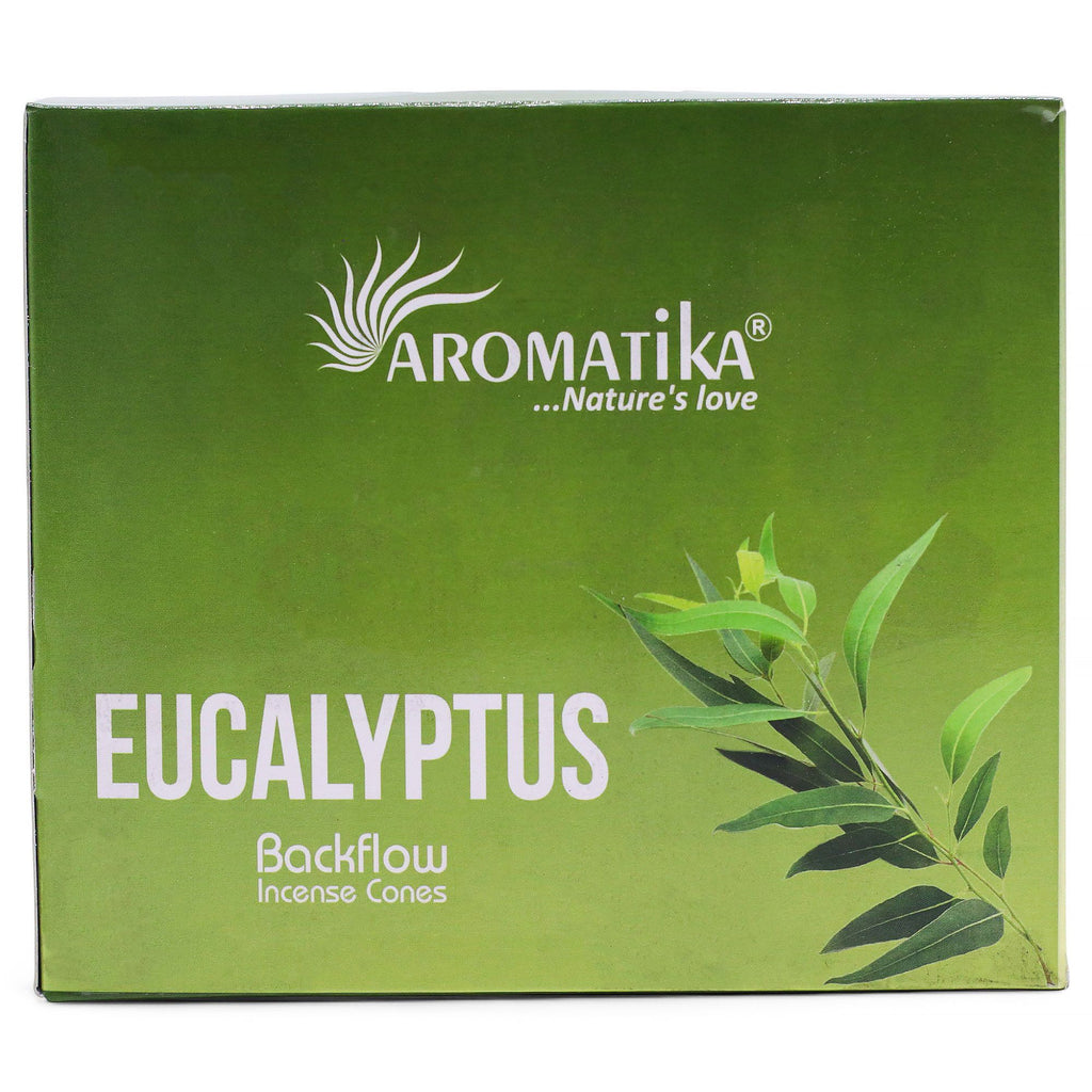 boîte d’encens backflow masala aromatika parfum eucalyptus contenant 10 cônes pour brûleur encens cascade