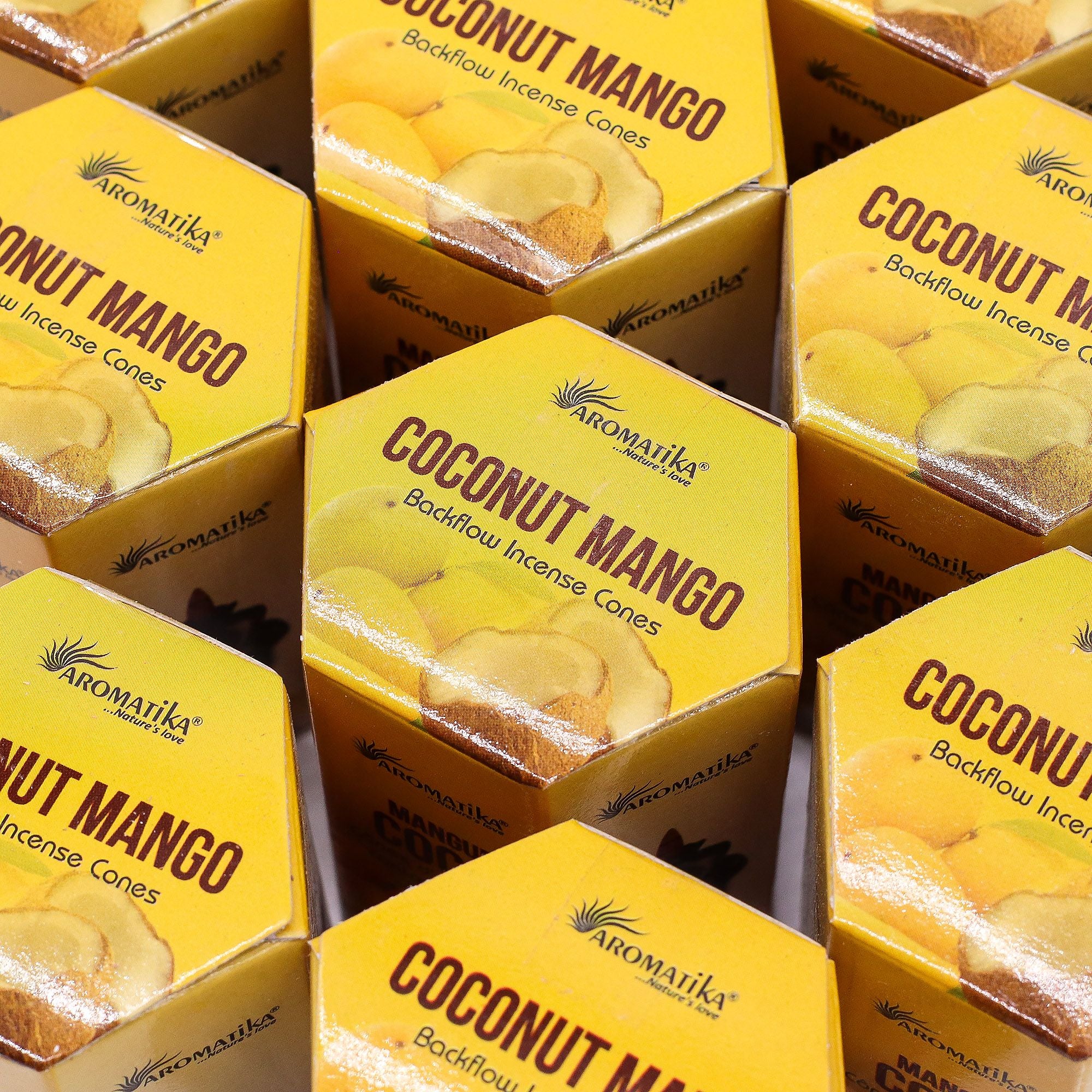 boîtes d’encens backflow masala aromatika parfum coco mangue pack de 10 cônes pour brûleur encens cascade