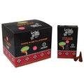 Boite d encens backflow Tribal Soul Sauge blanche et lavande avec cones d encens naturels presents a cote du packaging noir et motifs ethniques