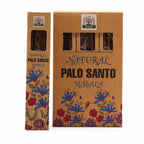 Boîte d’encens Botanical Masala palo santo avec étui et design floral sur fond blanc