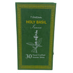 Boîte d’encens tibétain basilic sacré contenant 30 bâtons faits à la main sur fond blanc