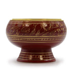 Brûleur d’encens au charbon en laiton couleur rouge et or, design chakra racine, vue de face, accessoire rituel spirituel My Essencya