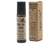 Flacon roll-on huiles essentielles calme 10 ml et packaging naturel pour rituel de bien-être et relaxation