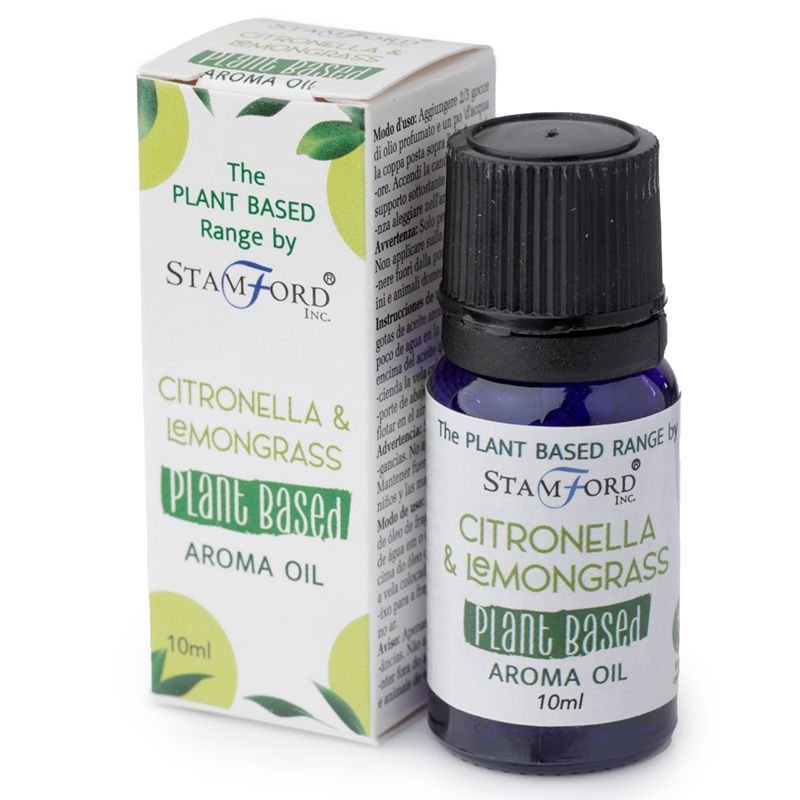 Flacon huile aromatique citronelle avec son étui au design naturel, idéal pour diffusion et ambiance bien-être