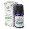 Flacon huile aromatique noix de coco avec son étui au design naturel, idéal pour diffusion et ambiance bien-être