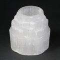 Photophore selenite montagne en pierre naturelle translucide avec finition brute et elegante