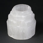 Photophore selenite montagne en pierre naturelle translucide avec finition brute et elegante
