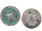 Porte-encens Bouddha vert en aluminium avec vue arrière montrant la finition artisanale