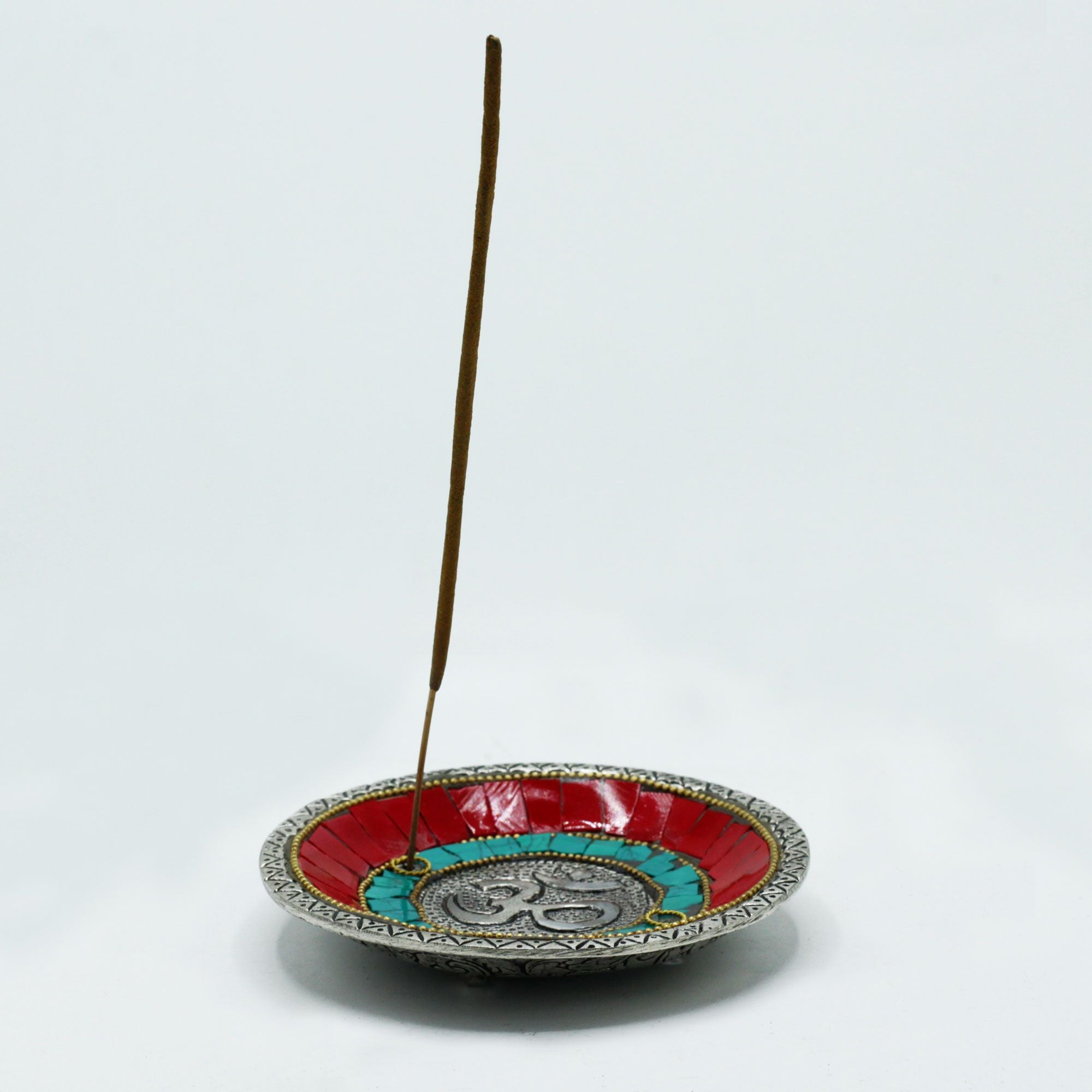 Porte-Encens Om tibétain 11 cm avec bâton d’encens, support décoratif pour méditation, ambiance zen et pratique spirituelle quotidienne.
